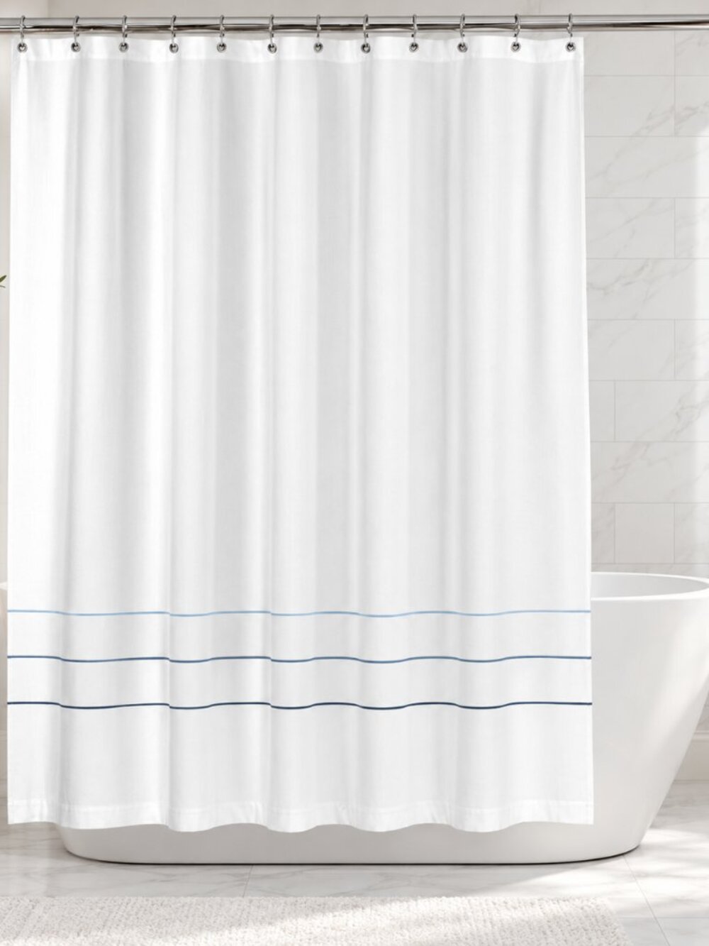 Hotel Collection Borderline Shower Curtain, Blue